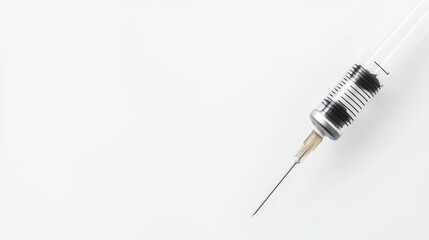 A high-resolution close-up of a medical needle and syringe, with a clean white background, Minimalist style