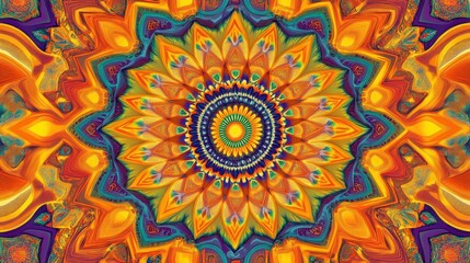 Obraz premium Vibrant Mandala with Bright Colors and Intricate Patterns