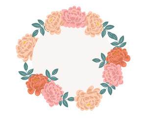 Red and Soft Pink Peony Flower Wreath