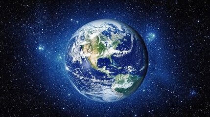 Fototapeta premium Earth in Space Surrounded by Stars and Cosmic Beauty