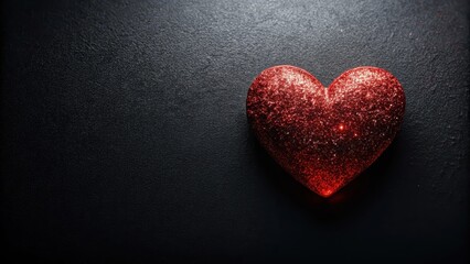 Sparkling Red Heart on Dark Background Romantic Symbol of Love and Affection