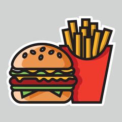 illustration of a fast food hamburger sticker for entrepreneurship