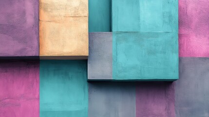 Fototapeta premium Abstract Geometric Teal Lavender Gray Wall Texture Background
