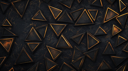  a dark, geometric design featuring layered triangles with gold accents wallpaper 
