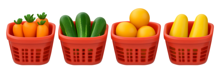 Fresh Harvest: Colorful Vegetables in Red Baskets