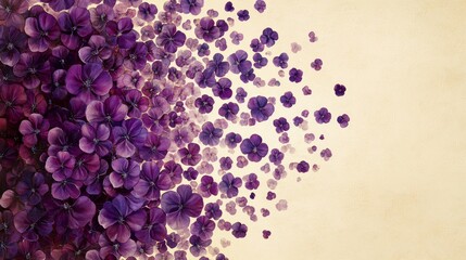 Obraz premium Deep Purple Flowers Cascading on Beige Background