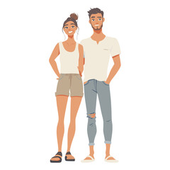 A happy couple illustration cartoon clothing vector