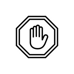 Stop icon vector. stop road sign. hand stop sign and symbol. Do not enter stop red sign with hand
