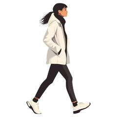 Fototapeta premium A woman jogging illustration walking white vector
