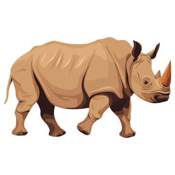 recommend clip art: Rhinoceros walking rhino illustration wildlife vector