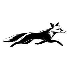 Fototapeta premium Simple fox running linear illustration wildlife stencil vector
