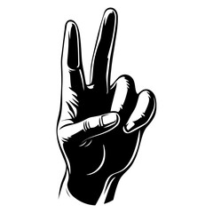 Hand two fingers illustration stencil black vector