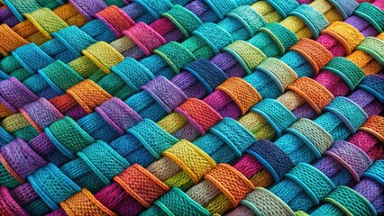 Aerial Photography: Abstract Yarn Mesh, Square Wave Pattern, Textile Art, Overhead View