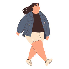 Fototapeta premium Girl walking jacket illustration vector