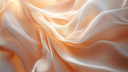Obraz premium Draped peach colored silk fabric texture background
