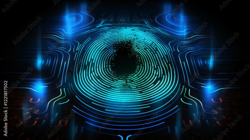 Wall mural abstract digital fingerprint biometric security technology background
