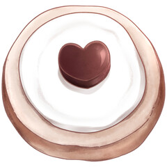 Cookie white cream and heart shaped chocolate 