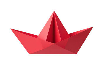 Vibrant red origami paper boat design