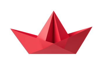 Vibrant red origami paper boat design