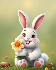 Obraz premium easter bunny with a flower