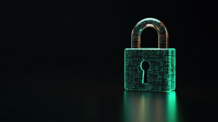Fototapeta premium Futuristic Digital Lock Representing Cybersecurity and Data Protection with Neon Glow and Abstract Background for Technology Concepts
