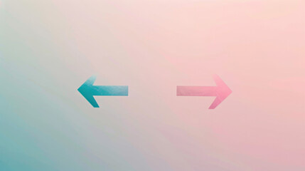 Abstract arrows in contrasting colors on soft gradient background create modern and minimalistic design. This evokes sense of direction and choice