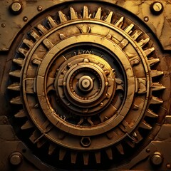 Fototapeta premium the AI Image Generator, Golden Industrial Gear Mechanism Symbolizing
