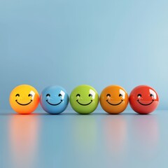 Smiley Faces Glowing to Represent Different Satisfaction Levels
