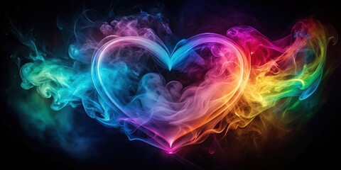 Obraz premium Abstract Colorful Smoke Heart Design for Romantic Projects