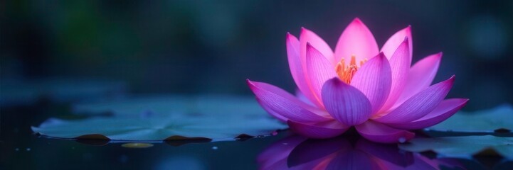 Fototapeta premium Softly glowing violet petals of a blooming lotus flower, serenity, light