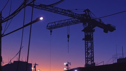 Construction Crane Silhouette at Dusk