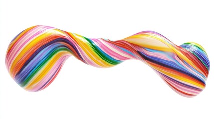 Abstract rainbow swirl, colorful twisted shape, isolated on white background.