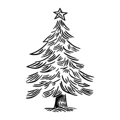 Obraz premium Christmas tree minimalist white illustration vector