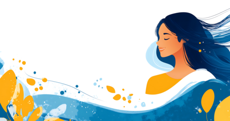  a vector woman with blue hair and yellow Sharee.