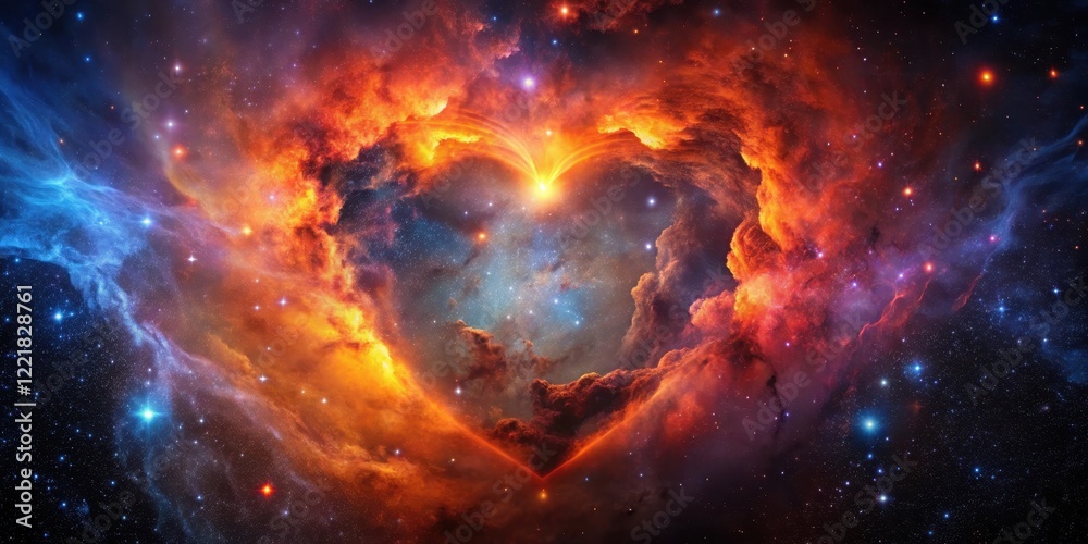 Wall mural cosmic heart nebula a fiery celestial formation in deep space, showcasing vibrant colors and intrica