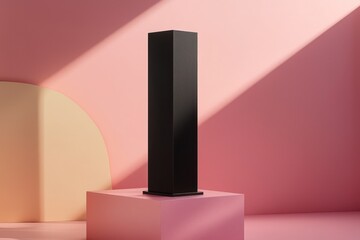 Striking copy space on a minimalist black 3D frame on gradient.