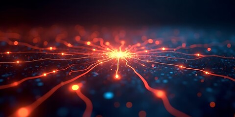 Fototapeta premium Abstract Network Connection: Glowing Lines and Nodes