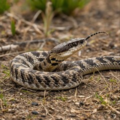 Obraz premium Moment of Nature's Predatory Instinct with Rattlesnake and Prey