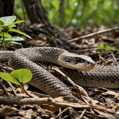Graceful Eastern Diamondback Rattlesnake Moving Through Underbrush