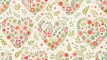 Romantic Floral Heart Pattern A Delicate Springtime Design