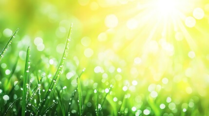 Obraz premium Dewy Grass and Sunshine