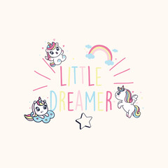 beautiful pony vector illustration with rainbow and cloud background