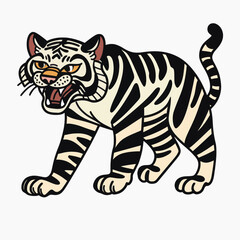 Fototapeta premium Bold vintage tiger illustration, old school tattoo vector