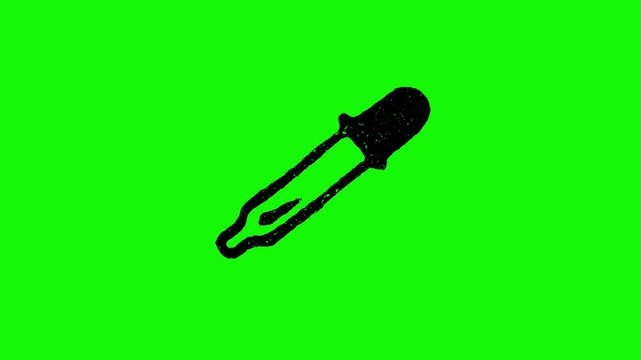 Hand drawn Eye Drop Icon animated. Green background