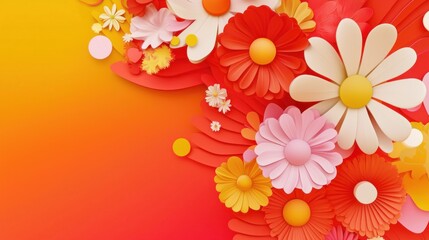 Obraz premium Vibrant Paper Flowers on Orange Background