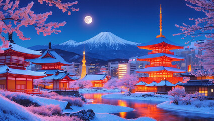 Sapporo Winter Cityscape: A Blend of Tradition, Modernity, and Snowy Serenity