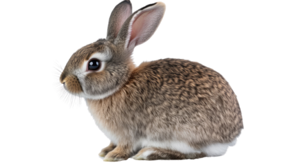 A Curious Bunny: A captivating portrait of a fluffy, brown rabbit, sitting with ears perked, displaying an endearing expression of curiosity and playfulness. The bunny's soft, brown fur and large.