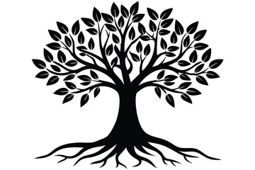 Obraz premium AdobeStylized black tree silhouette vector, ideal for microstock use, nature themes, and minimalist designs.