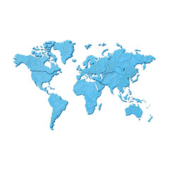 Transparent Hologram 3D World Map with Geographical Highlights