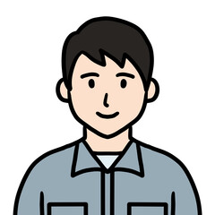 作業着姿の若い男性